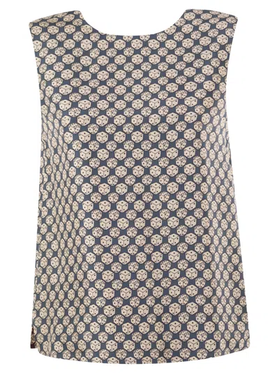 S Max Mara S Maxmara Stmtimetop Reversible Printed Silk Top In Blue
