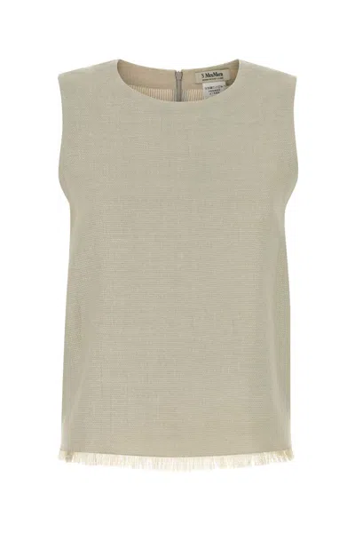 S Max Mara S Maxmara Stretch Linen-blend Anika Tank Top In Beige O Tan