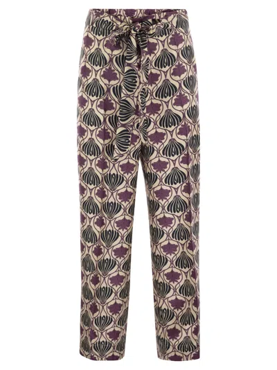's Max Mara S Maxmara Timec - Printed Silk Fluid Trousers In Purple