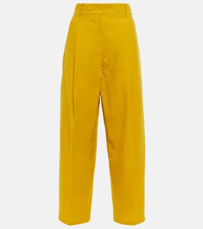 's Max Mara Safari Cotton And Silk Straight Pants In Giallo Intenso