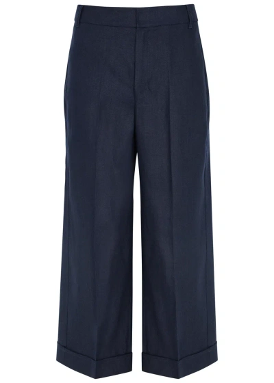 's Max Mara Salix Linen Trousers In Navy