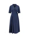 's Max Mara Waist Belt Pleated Wrap Dress In Blue