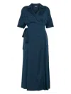 's Max Mara Waist Belt Pleated Wrap Dress In Blue