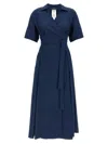 's Max Mara Waist Belt Pleated Wrap Dress In Blue