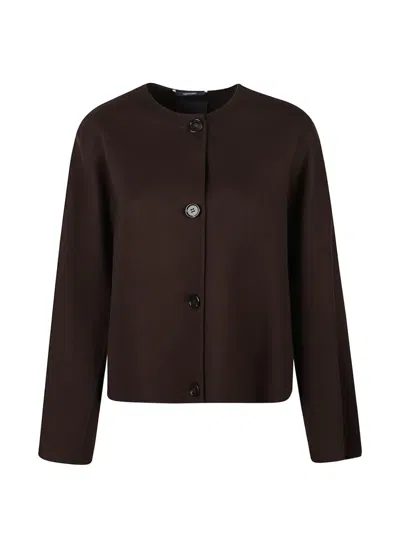 S Max Mara Scarf-detail Button-front Jacket In Brown
