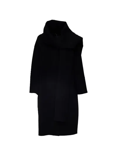 S Max Mara Scarf-detail Coat In Black