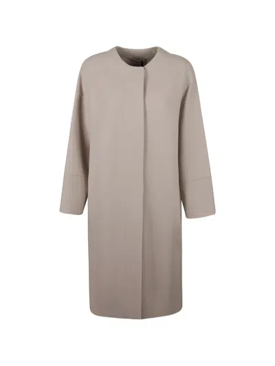 S Max Mara Scarf-detail Coat In Neutral