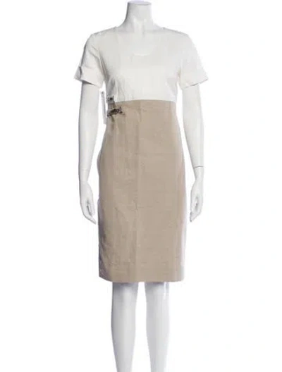 Pre-owned 's Max Mara Scoop Neck Knee-length Dress In Neutrals