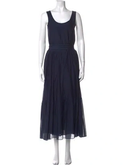 Pre-owned 's Max Mara Scoop Neck Long Dress In Blue