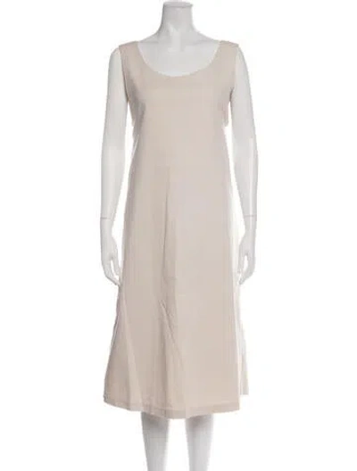 Pre-owned S Max Mara Scoop Neck Midi Length Dress In Neutrals