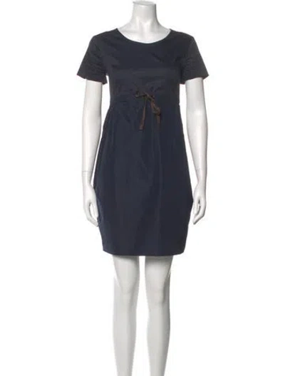 Pre-owned 's Max Mara Scoop Neck Mini Dress In Blue