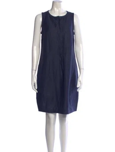 Pre-owned S Max Mara Scoop Neck Mini Dress In Blue