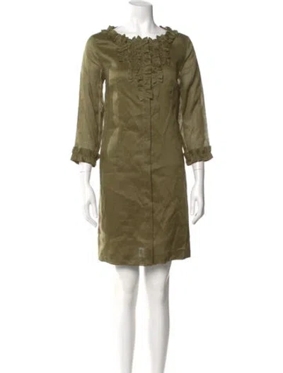 Pre-owned S Max Mara Scoop Neck Mini Dress In Green