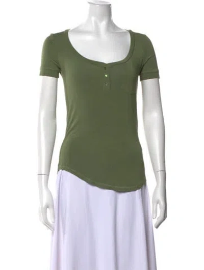 Pre-owned S Max Mara Scoop Neck Short Sleeve T-shirt In Green