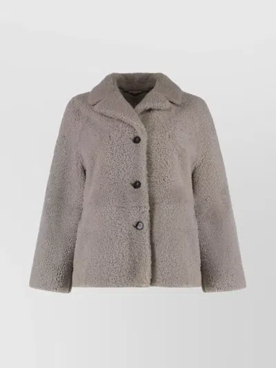 S Max Mara Sheepskin Short Coat In Gray