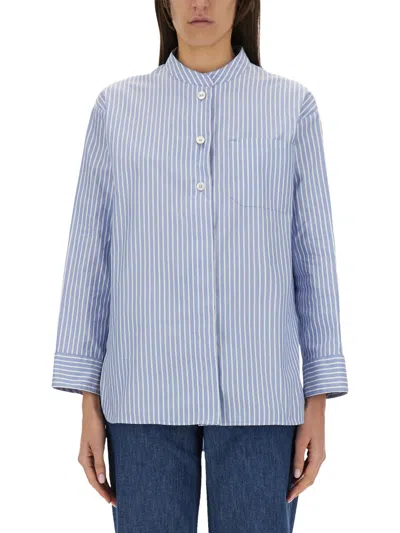 S Max Mara Women's Striped Shirt White/sky Blue