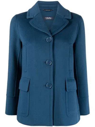 's Max Mara Short Pea Coat In Blue