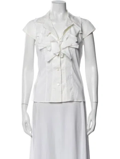 Pre-owned S Max Mara Short Sleeve Blouse In White