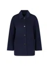 S Max Mara Short Virgin Wool Coat In Blue