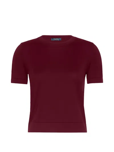 's Max Mara Short-sleeve Crew-neck Sweater In Burgundy