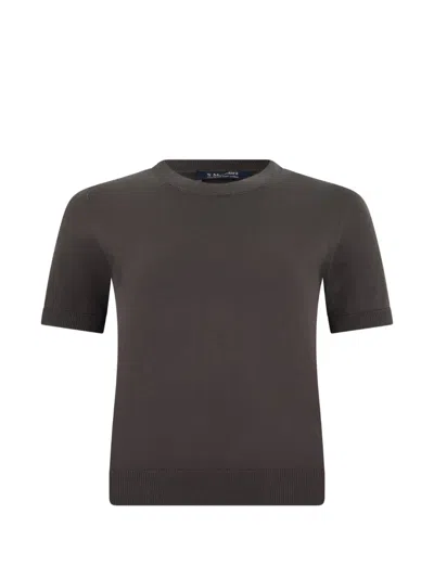 S Max Mara Crew Neck Sweater With Short Sleeves In Brown