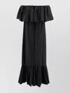 'S MAX MARA SHOULDER RUFFLE MAXI DRESS