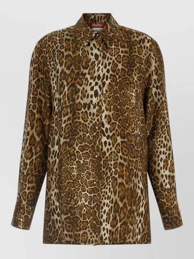 S Max Mara Silk Animal-print Blouse In Animal Print