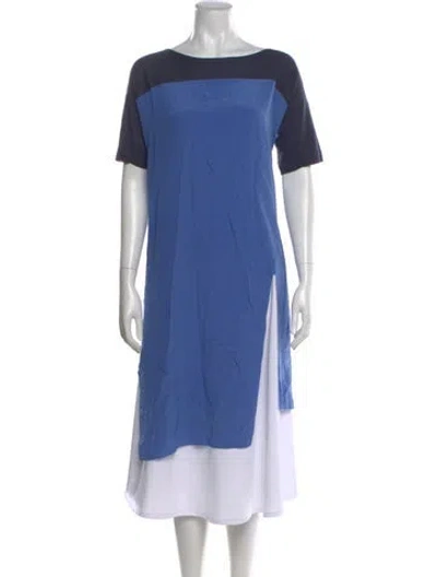 Pre-owned 's Max Mara Silk Bateau Neckline Tunic In Blue