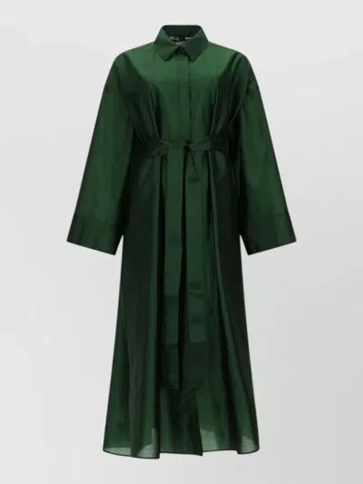 S Max Mara Silk Blend Coat In Green
