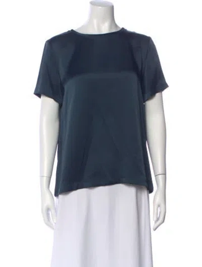 Pre-owned S Max Mara Silk Crew Neck Top In Blue