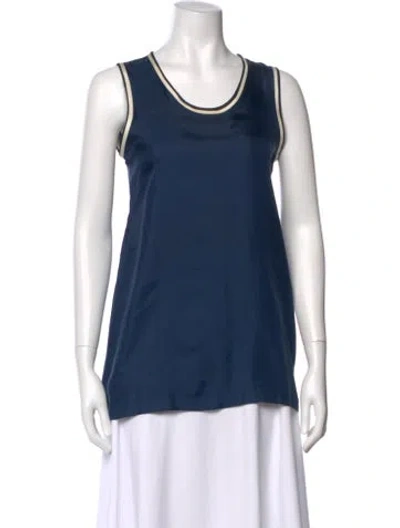 Pre-owned 's Max Mara Silk Crew Neck Top In Blue