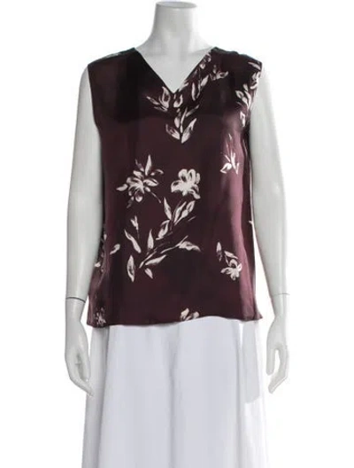 Pre-owned S Max Mara Silk Floral Print Top In Multicolor