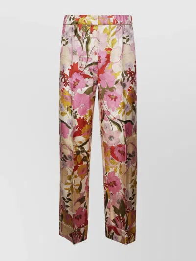 's Max Mara Silk Floral Wide Leg Trousers