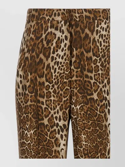 S Max Mara Silk High-rise Straight-leg Animal-print Tailored Trousers