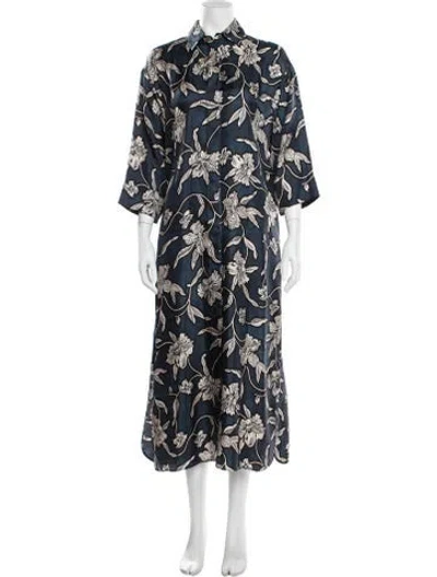 Pre-owned 's Max Mara Silk Long Dress In Blue