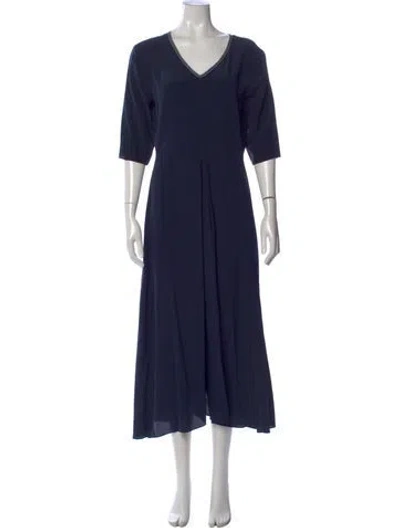 Pre-owned S Max Mara Silk Long Dress In Blue