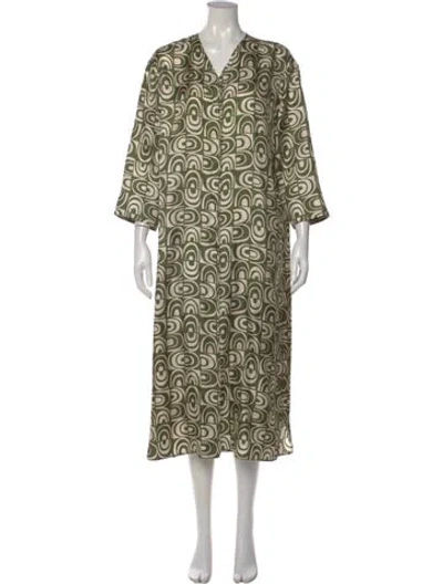 Pre-owned S Max Mara Silk Long Dress In Green