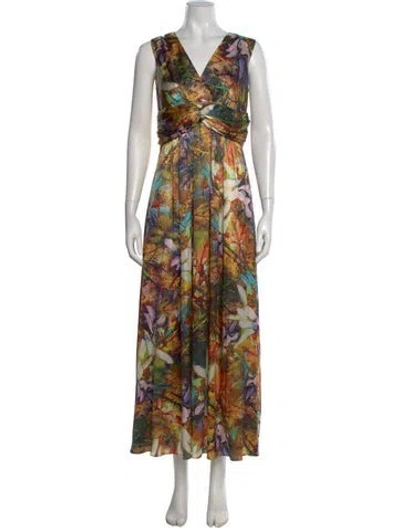 Pre-owned 's Max Mara Silk Long Dress In Multicolor