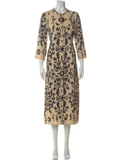 Pre-owned 's Max Mara Silk Long Dress In Neutrals