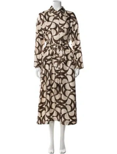Pre-owned 's Max Mara Silk Long Dress In Neutrals