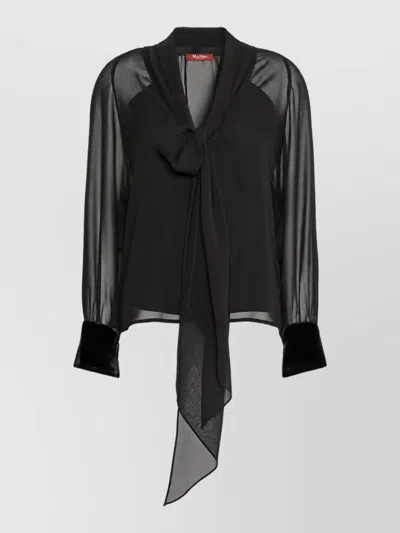 S Max Mara Silk Long-sleeve Blouse In Black