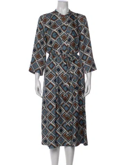 Pre-owned 's Max Mara Silk Midi Length Dress In Blue