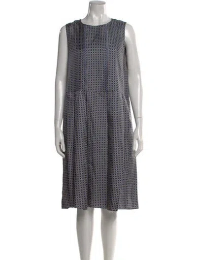 Pre-owned S Max Mara Silk Midi Length Dress In Blue