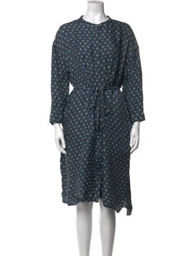 Pre-owned S Max Mara Silk Midi Length Dress In Blue