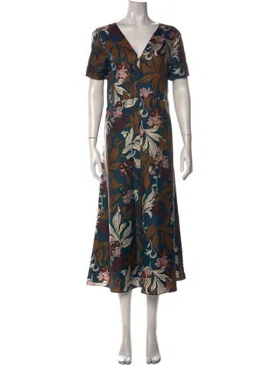 Pre-owned S Max Mara Silk Midi Length Dress In Green