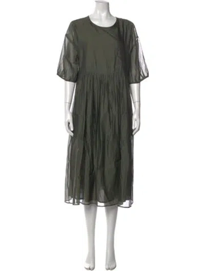 Pre-owned S Max Mara Silk Midi Length Dress In Green