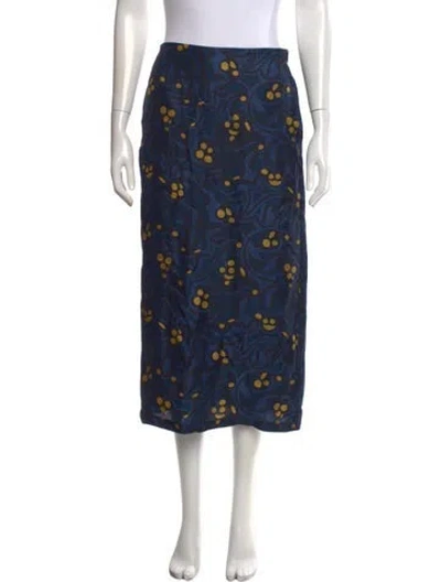 Pre-owned S Max Mara Silk Midi Length Skirt In Blue