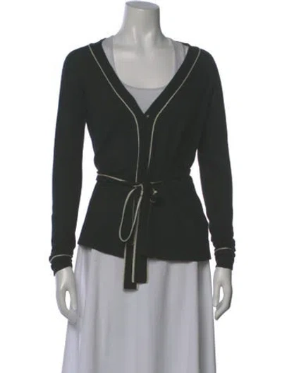Pre-owned S Max Mara Silk Plunge Neckline Sweater In Grey