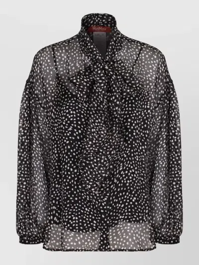S Max Mara Silk Polka Dot Blouse In Black