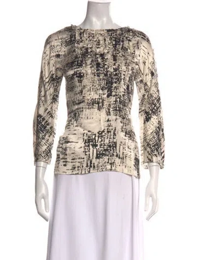 Pre-owned S Max Mara Silk Printed Blouse In Neutrals